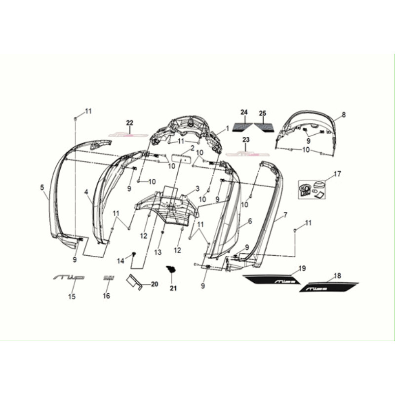 ADHESIF FLANC D WH-8018P/BK-001C